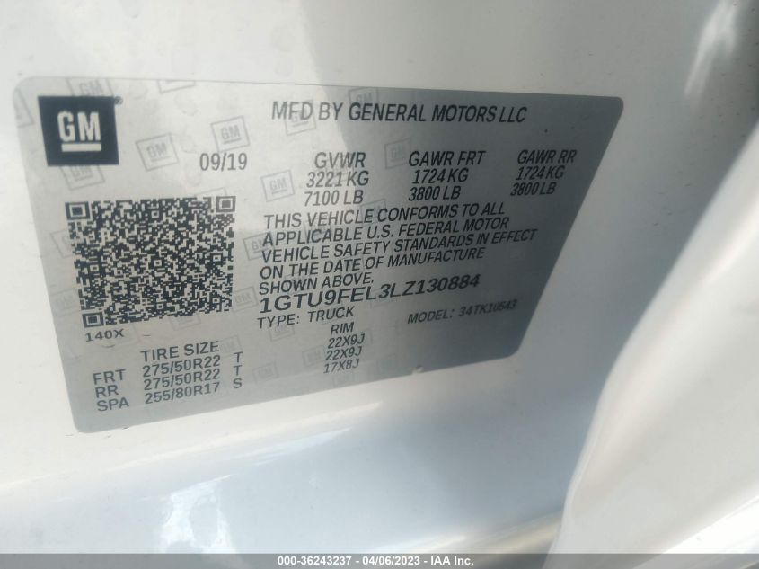 2020 GMC C1500 1GTU9SEL3LZ130884