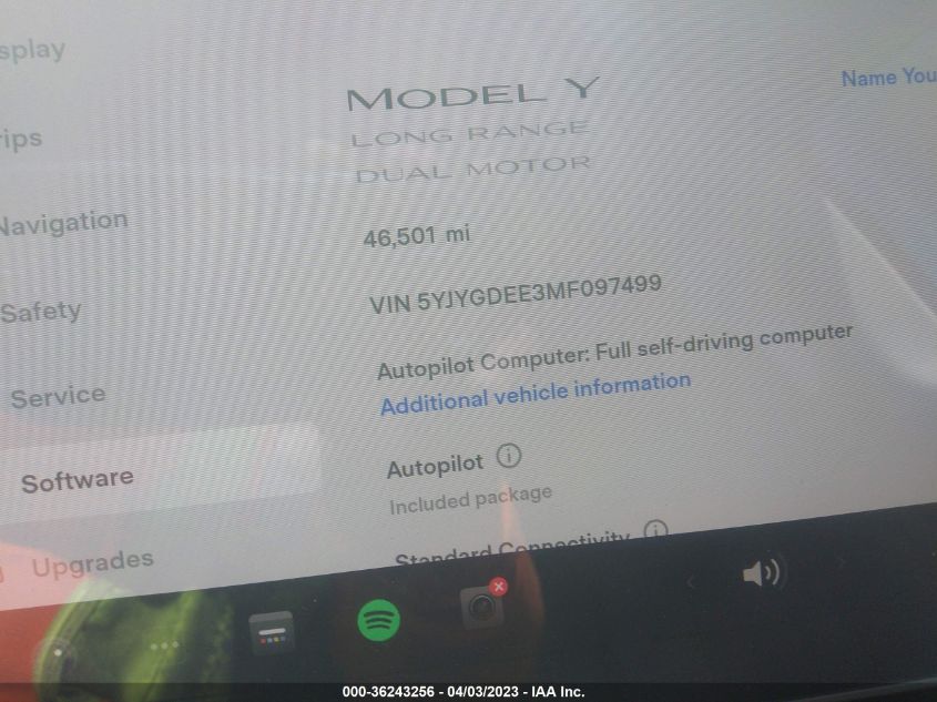 2021 TESLA MODEL Y LONG RANGE - 5YJYGDEE3MF097499