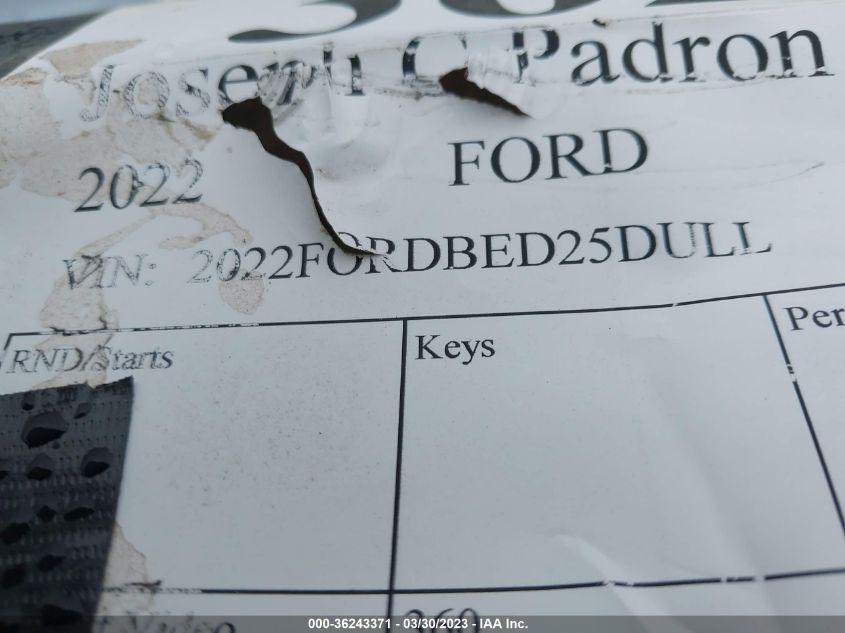 2022 FORD F250 2022FORDBED25DULL
