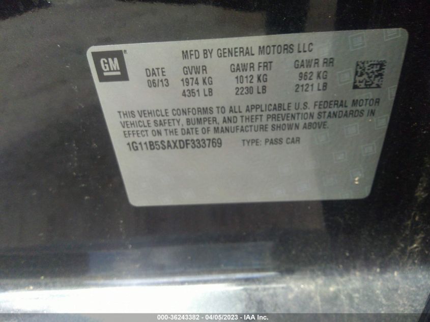 2013 CHEVROLET MALIBU LS - 1G11B5SAXDF333769