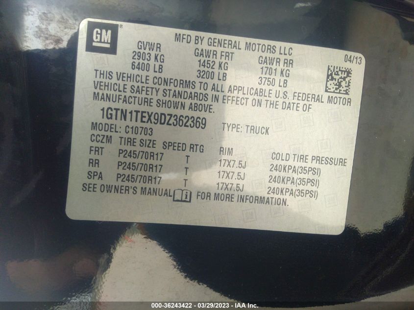 2013 GMC SIERRA 1500 WORK TRUCK - 1GTN1TEX9DZ362369