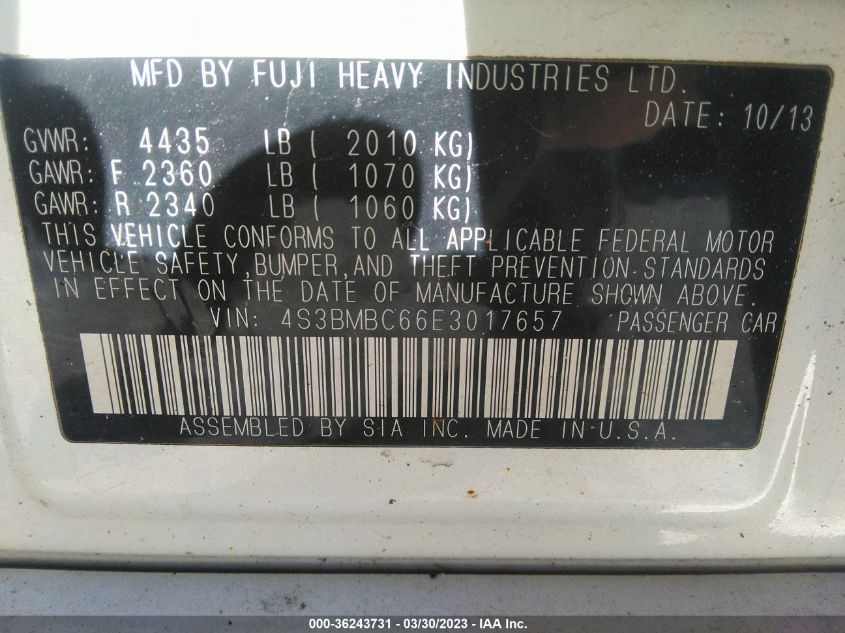 2014 SUBARU LEGACY 2.5I PREMIUM - 4S3BMBC66E3017657