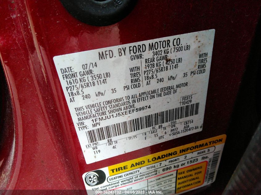 2014 FORD EXPEDITION KING RANCH/XLT - 1FMJU1J5XEEF59974