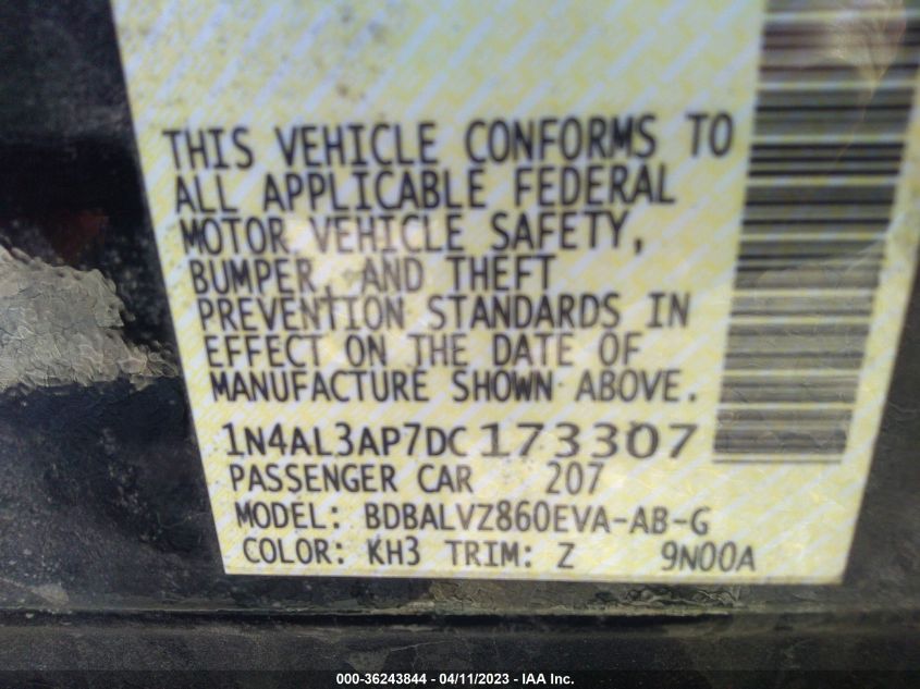 2013 NISSAN ALTIMA 2.5 SL - 1N4AL3AP7DC173307