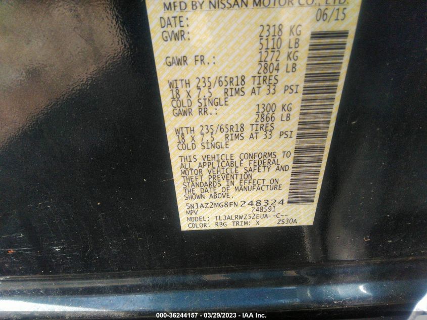 2015 NISSAN MURANO SL - 5N1AZ2MG8FN248324