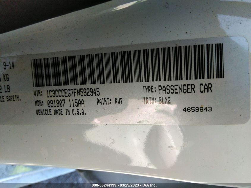2015 CHRYSLER 200 C - 1C3CCCEG7FN592945