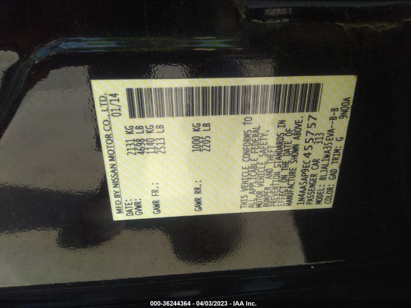2014 NISSAN MAXIMA 3.5 SV W/SPORT PKG - 1N4AA5AP9EC455757
