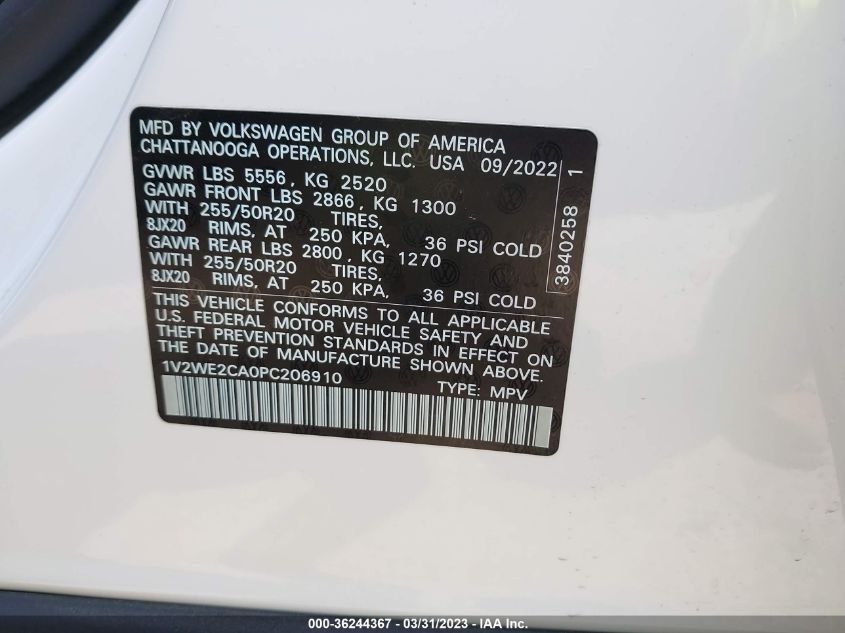 2023 VOLKSWAGEN ATLAS CROSS SPORT 3.6L V6 SE W/TECHNOLOGY - 1V2WE2CA0PC206910