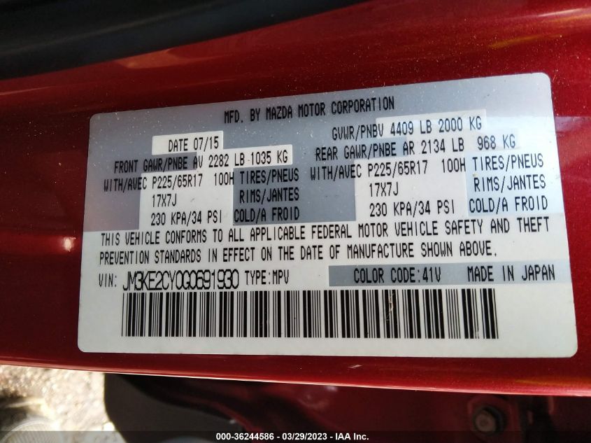 2016 MAZDA CX-5 TOURING - JM3KE2CY0G0691930