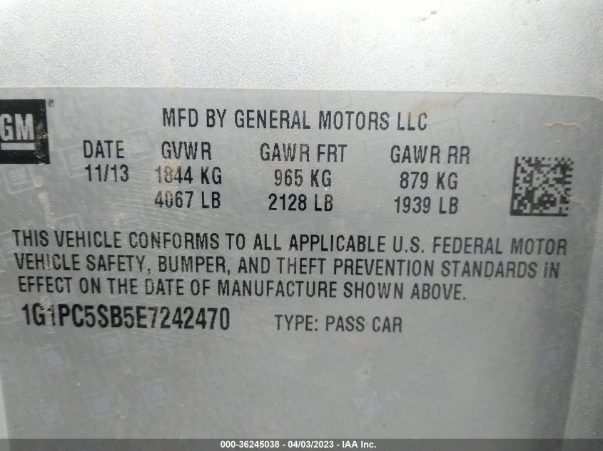 2014 CHEVROLET CRUZE 1LT - 1G1PC5SB5E7242470
