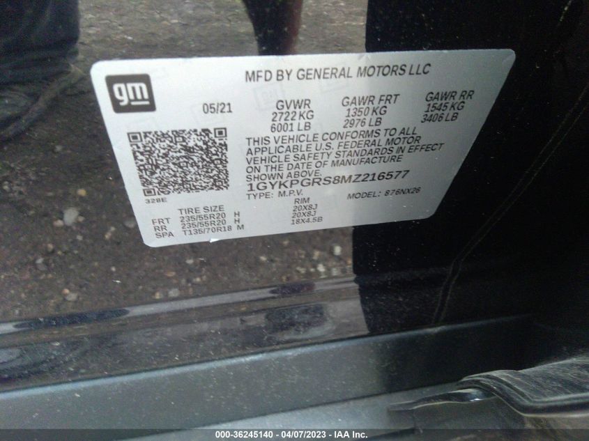 2021 CADILLAC XT6 SPORT 1GYKPGRS8MZ216577
