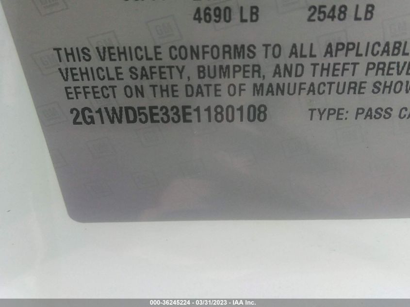 2014 CHEVROLET IMPALA LIMITED POLICE POLICE - 2G1WD5E33E1180108