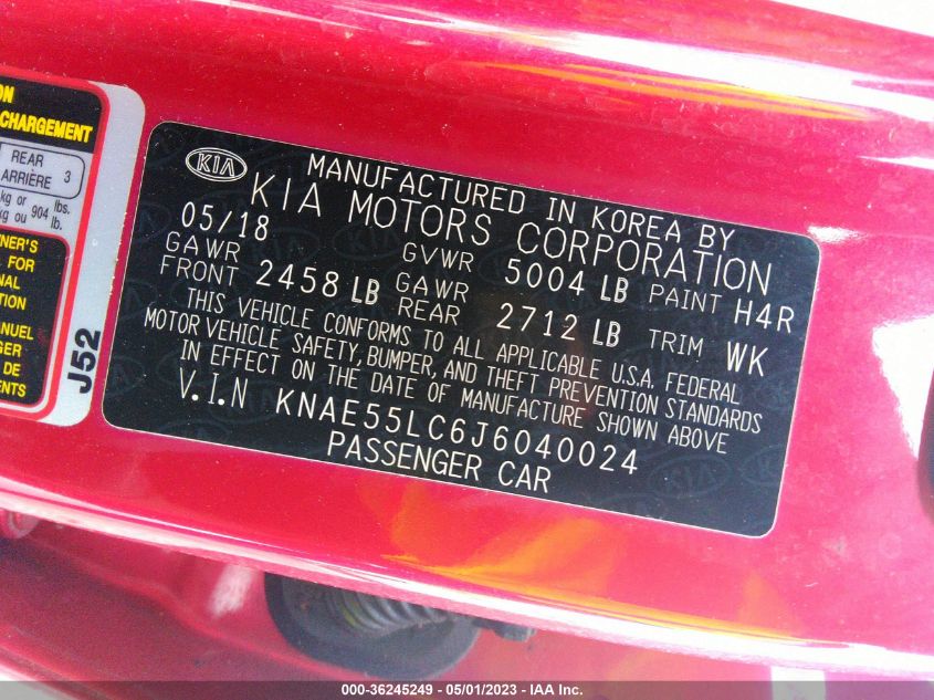 2018 KIA STINGER GT2 - KNAE55LC6J6040024
