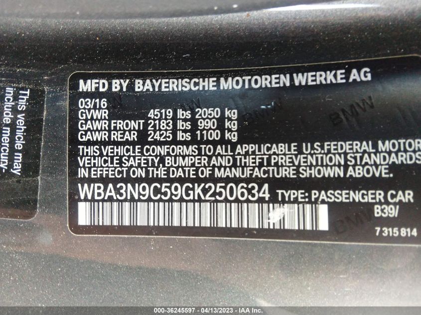 2016 BMW 4 SERIES 428I XDRIVE - WBA3N9C59GK250634
