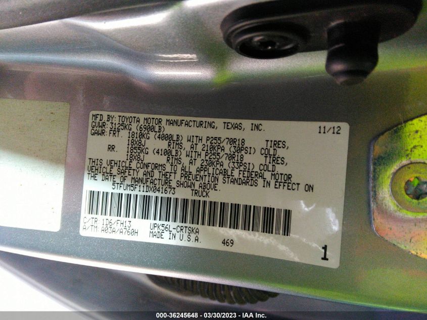 2013 TOYOTA TUNDRA 4WD TRUCK 5TFUM5F11DX041673