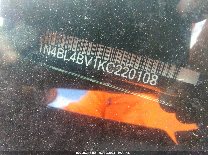 VIN 1N4BL4BV1KC220108 2019 NISSAN ALTIMA 2.5 S