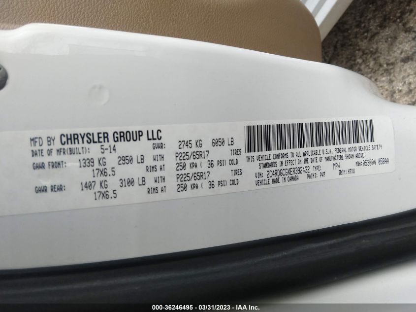 2014 DODGE GRAND CARAVAN SXT - 2C4RDGCGXER392432