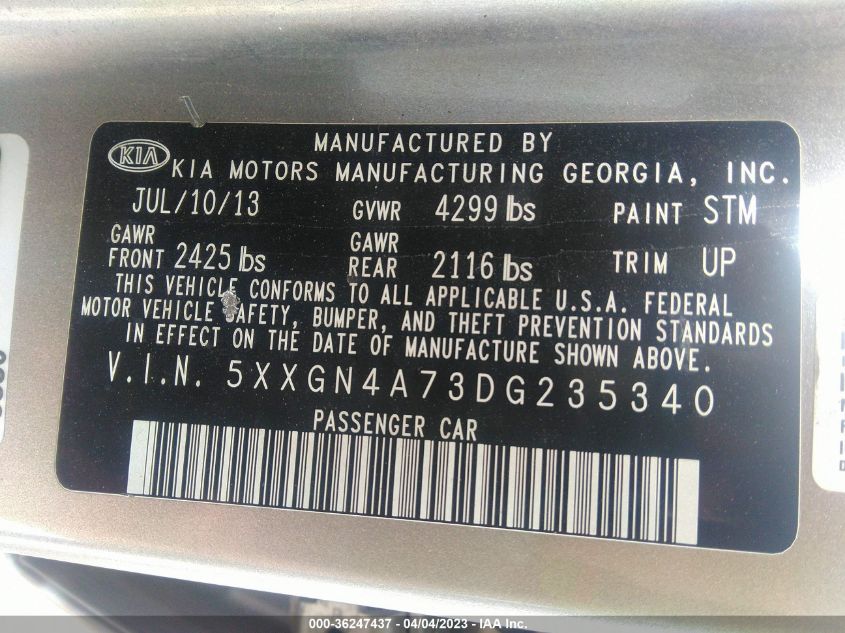 2013 KIA OPTIMA EX - 5XXGN4A73DG235340