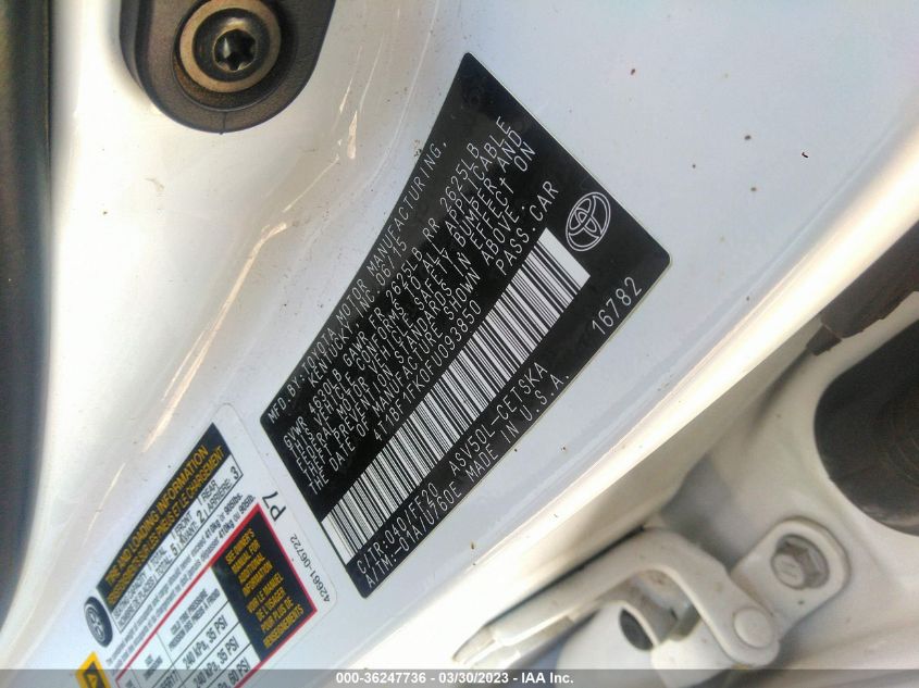 2015 TOYOTA CAMRY XLE/SE/LE/XSE - 4T1BF1FK0FU093850