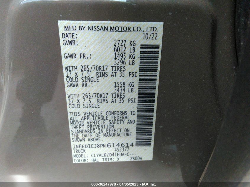 2023 NISSAN FRONTIER PRO-X - 1N6ED1EJ8PN614614