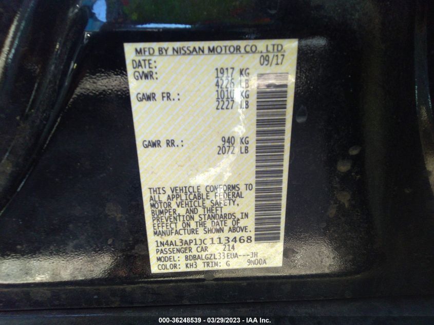 2018 NISSAN ALTIMA 2.5 S - 1N4AL3AP1JC113468