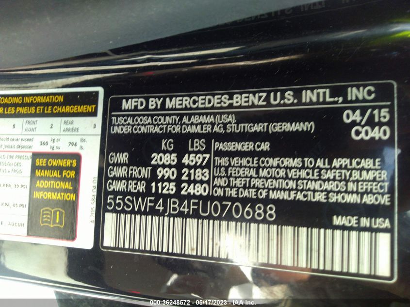 2015 MERCEDES-BENZ C-CLASS C 300 - 55SWF4JB4FU070688