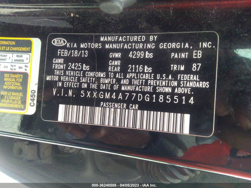 2013 KIA OPTIMA LX - 5XXGM4A77DG185514