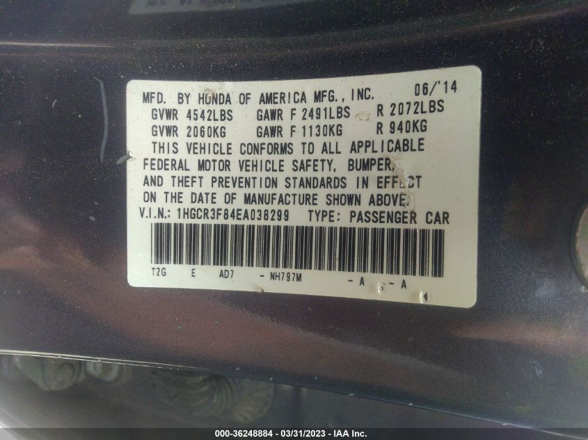 2014 HONDA ACCORD SEDAN EX-L - 1HGCR3F84EA038299