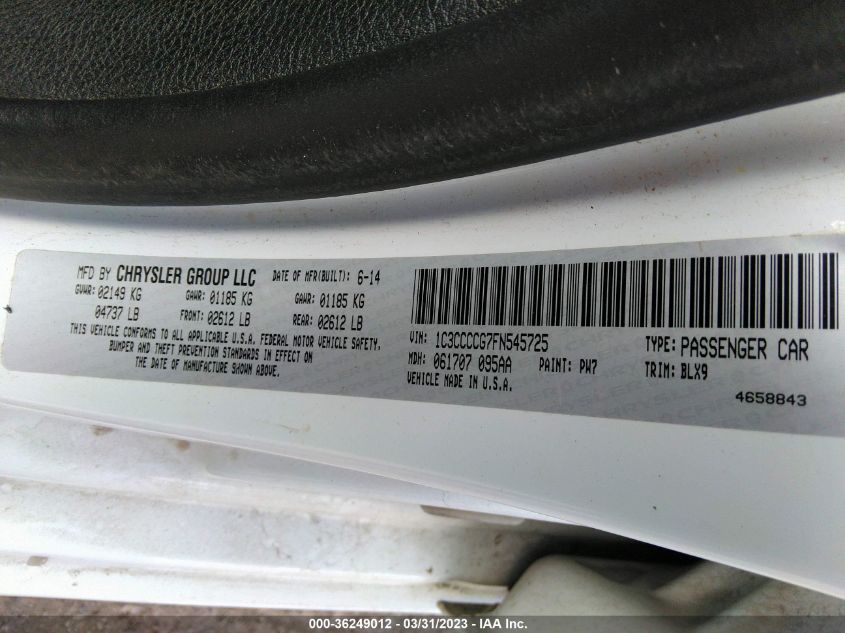 2015 CHRYSLER 200 C - 1C3CCCCG7FN545725
