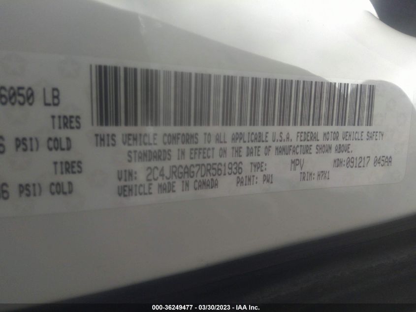 2013 RAM CARGO VAN TRADESMAN 2C4JRGAG7DR561936