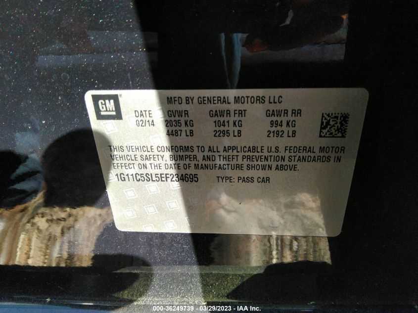 2014 CHEVROLET MALIBU LT - 1G11C5SL5EF234695