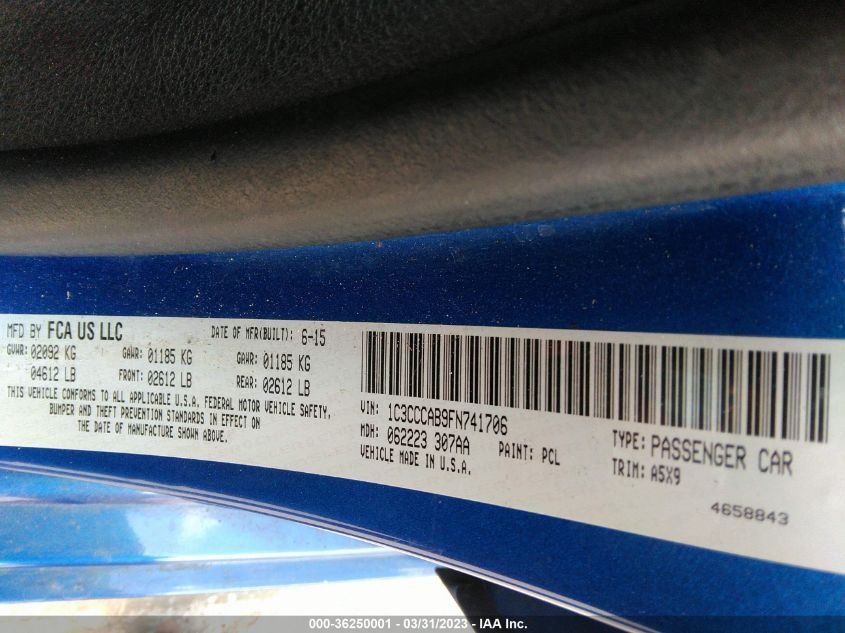 2015 CHRYSLER 200 LIMITED - 1C3CCCAB9FN741706