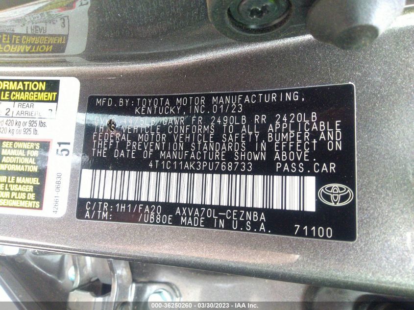 2023 TOYOTA CAMRY LE - 4T1C11AK3PU768733