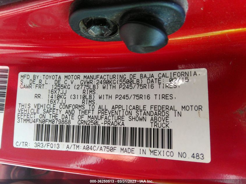 2015 TOYOTA TACOMA - 3TMMU4FN0FM079868