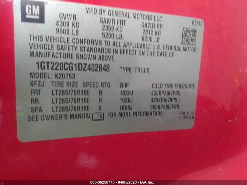 2013 GMC SIERRA 2500HD SLE - 1GT220CG1DZ402848