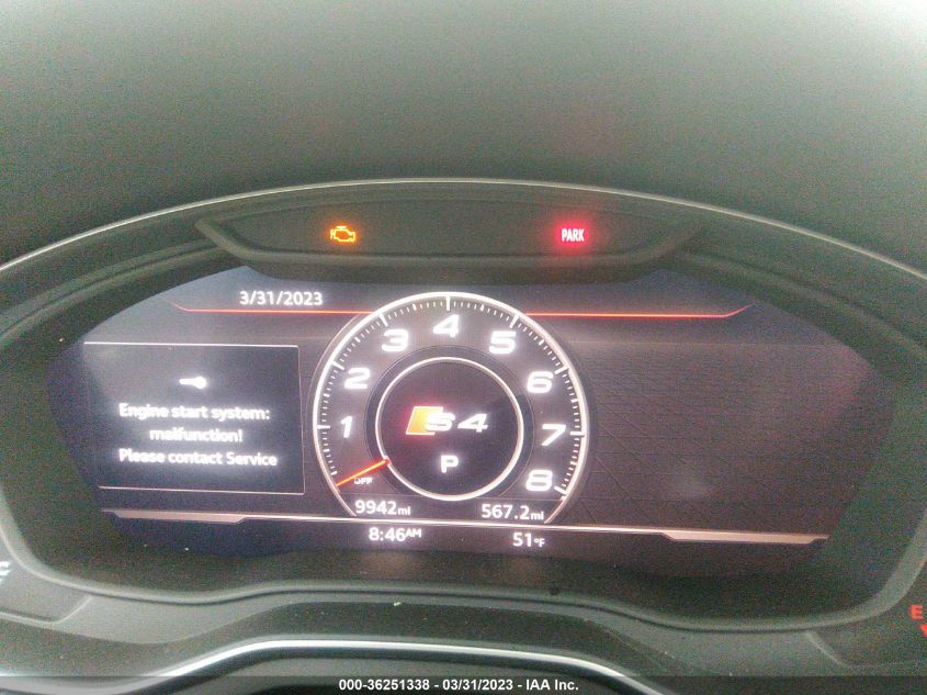 2019 AUDI S4 PREMIUM PLUS - WAUB4AF42KA107235
