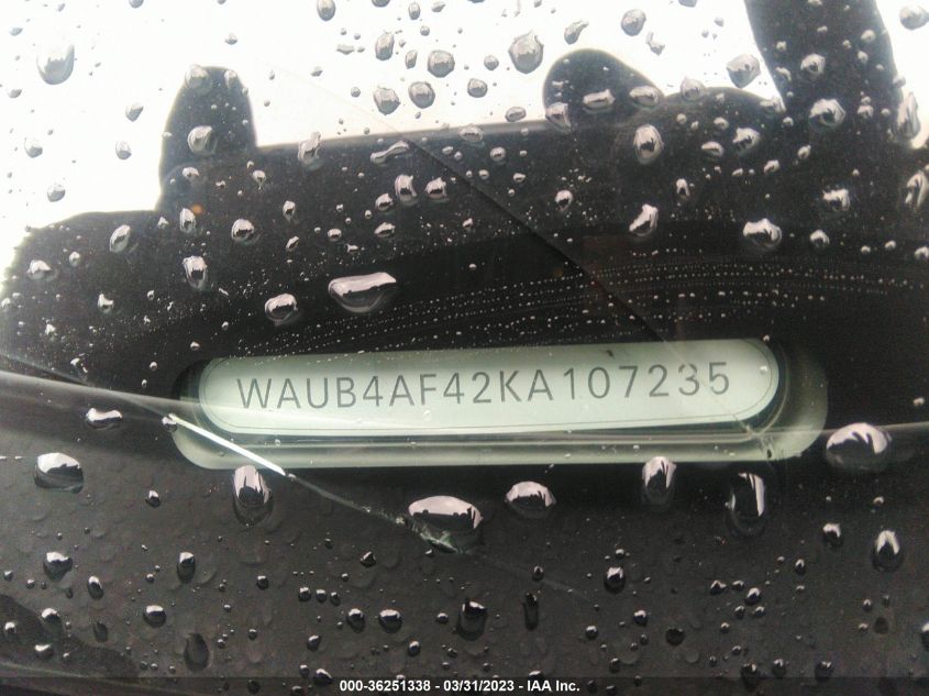 2019 AUDI S4 PREMIUM PLUS - WAUB4AF42KA107235