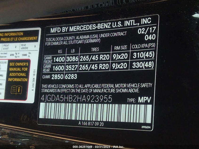 2017 MERCEDES-BENZ GLE GLE 350 - 4JGDA5HB2HA923955