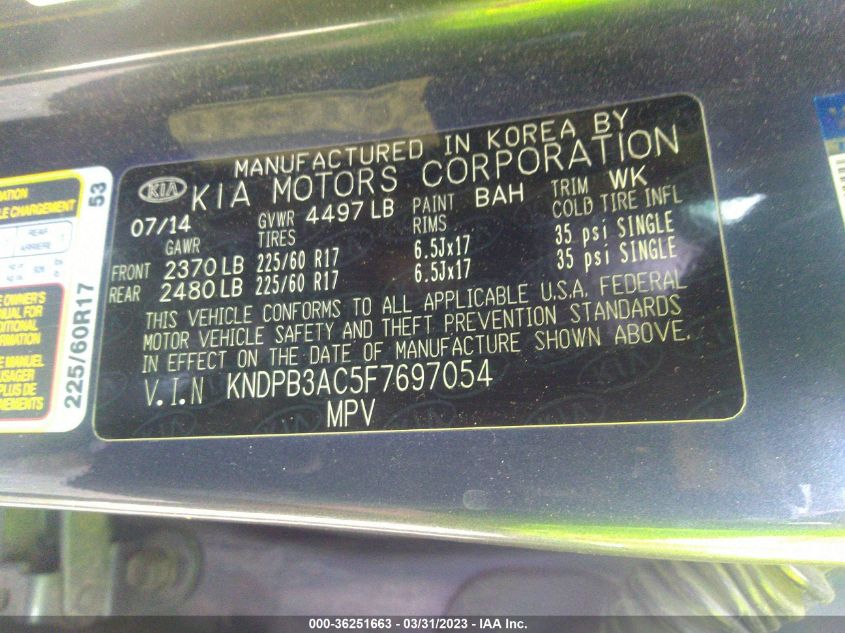 2015 KIA SPORTAGE LX - KNDPB3AC5F7697054