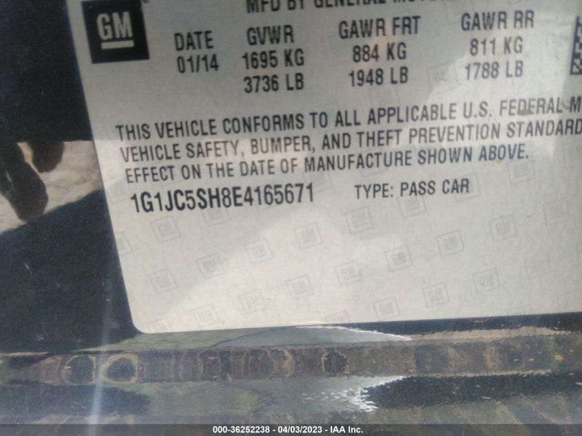 2014 CHEVROLET SONIC LT - 1G1JC5SH8E4165671