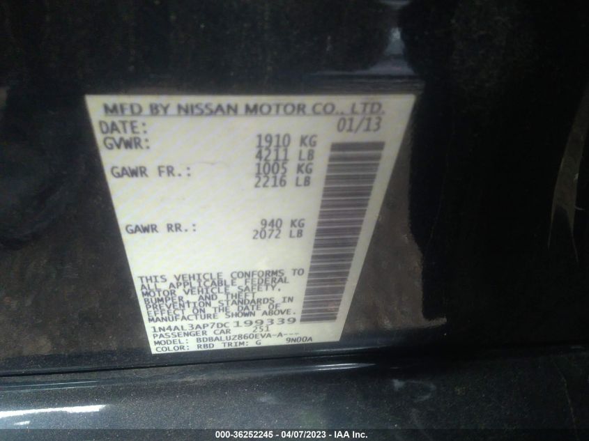 2013 NISSAN ALTIMA 2.5 SV - 1N4AL3AP7DC199339