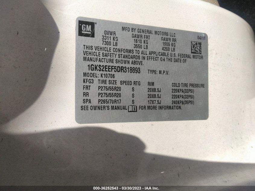 2013 GMC YUKON DENALI - 1GKS2EEF5DR318893