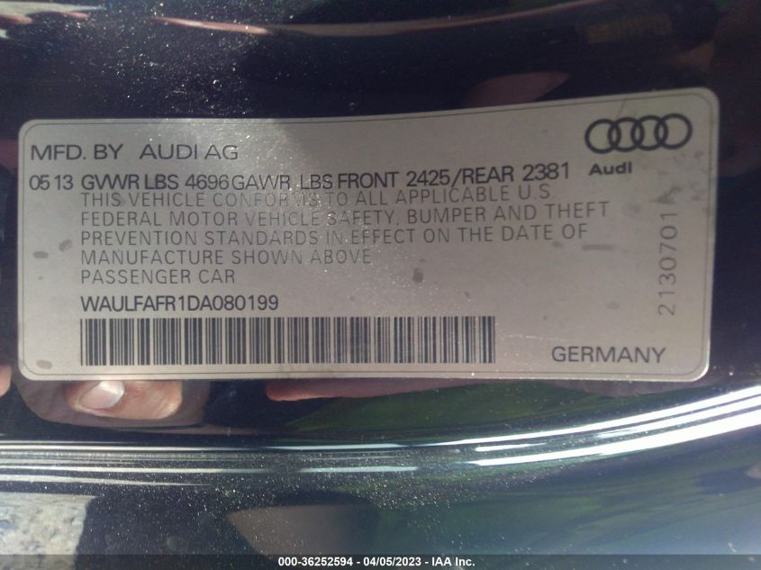 2013 AUDI A5 PREMIUM PLUS - WAULFAFR1DA080199