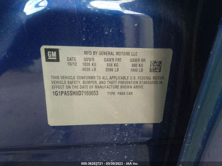 2013 CHEVROLET CRUZE LS - 1G1PA5SH8D7169653