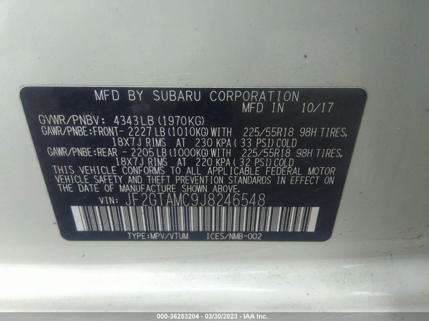 2018 SUBARU CROSSTREK LIMITED - JF2GTAMC9J8246548