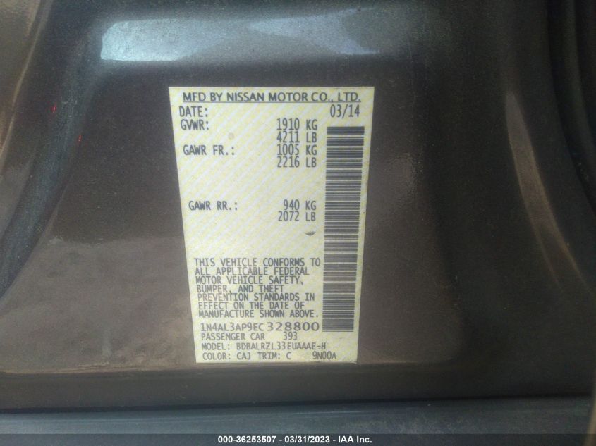 2014 NISSAN ALTIMA 2.5 S - 1N4AL3AP9EC328800