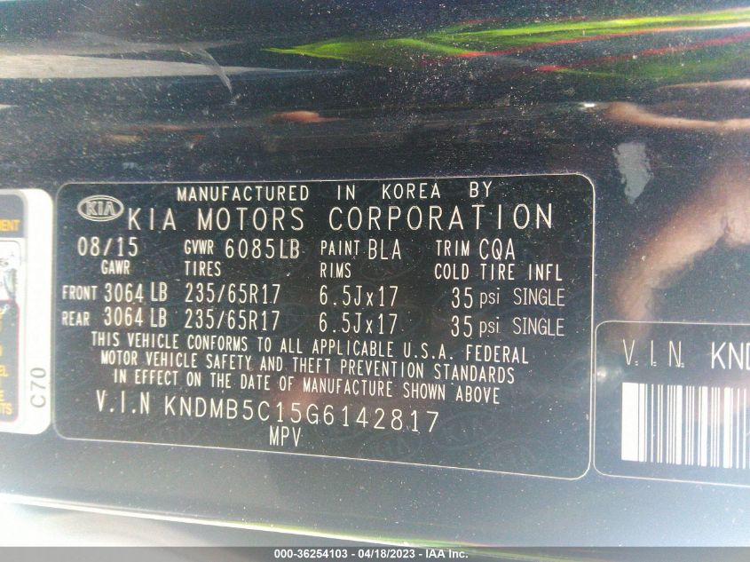 2016 KIA SEDONA LX - KNDMB5C15G6142817