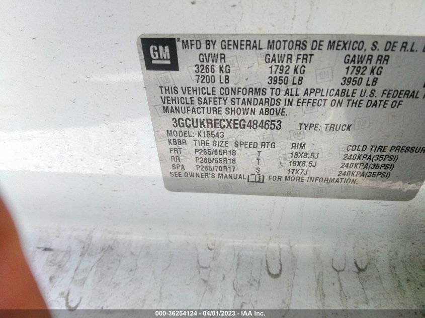 2014 CHEVROLET SILVERADO 1500 LT - 3GCUKRECXEG484653