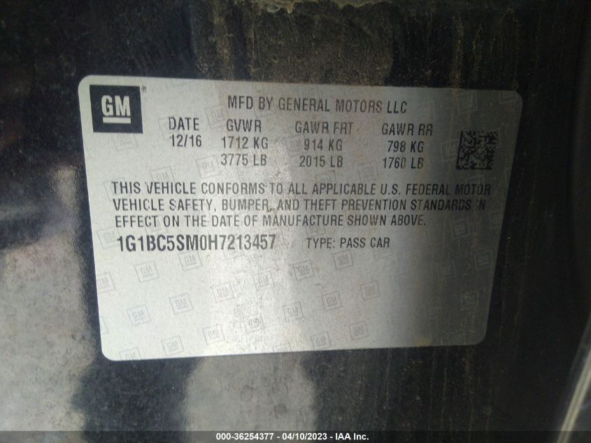 2017 CHEVROLET CRUZE LS - 1G1BC5SM0H7213457