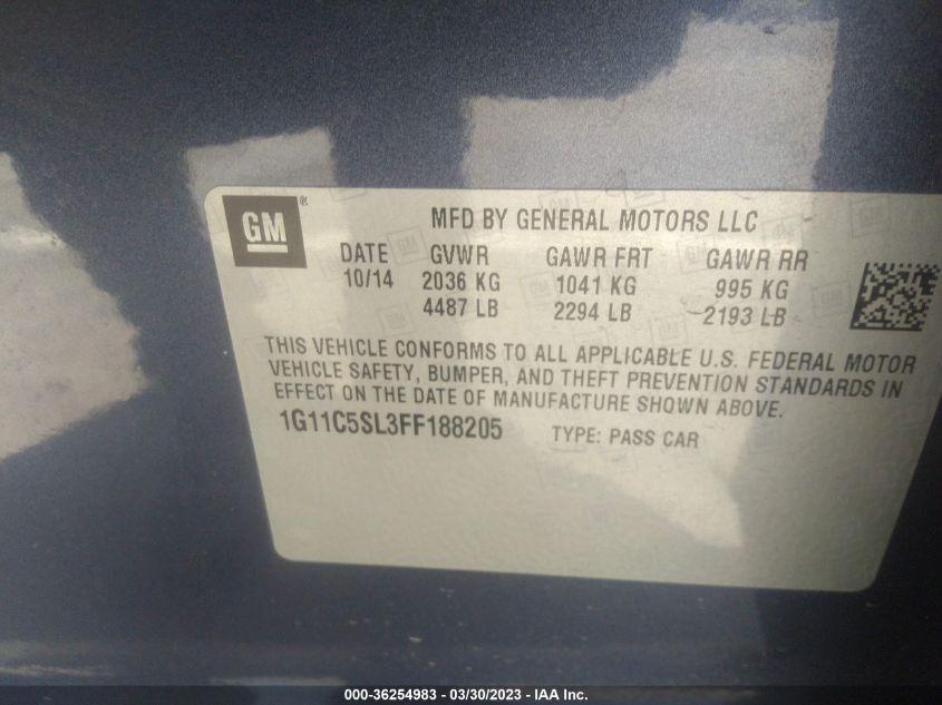 2015 CHEVROLET MALIBU LT - 1G11C5SL3FF188205